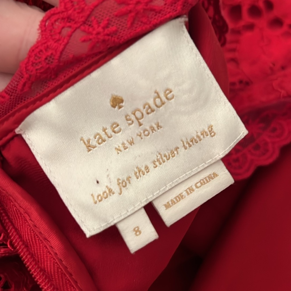 Kate Spade poppy field red lace dress with scalloped trim - Picture 10 of 10